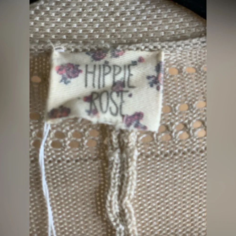 Hippie Rose Beige Open Duster Cardigan - size L/XL